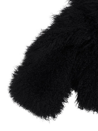 Lammfelljacke mit Rundhals in Schwarz