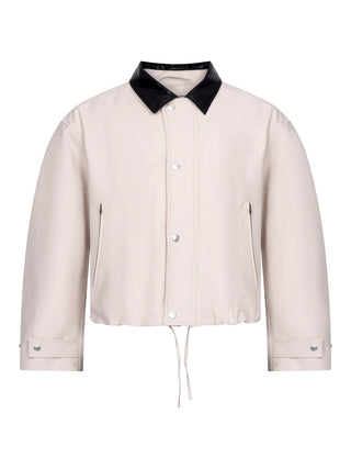 Bomberjacke mit Lederkragen in Beige