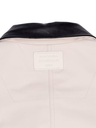 Bomberjacke mit Lederkragen in Beige
