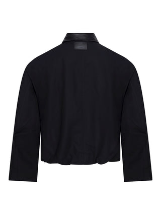 Bomberjacke mit Lederkragen in Schwarz