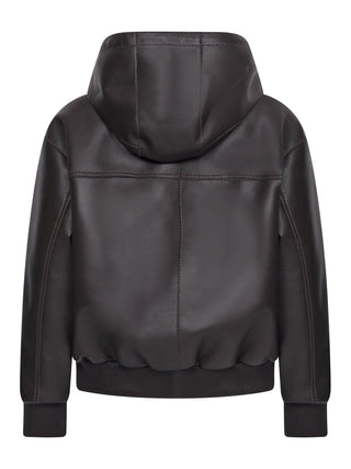 Lederjacke mit Kapuze