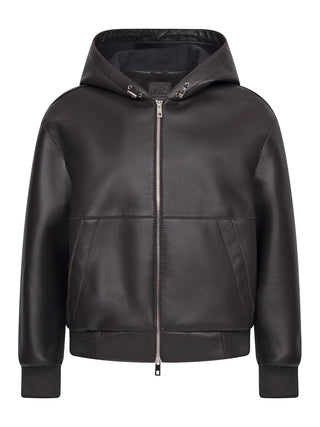 Lederjacke mit Kapuze