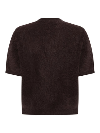 Kurzarm-Pullover mit flauschigem Effekt - Braun