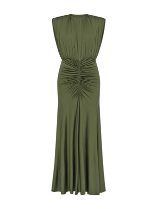 Maxikleid aus Jersey in Olive