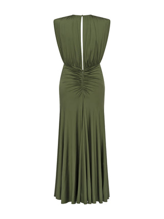 Maxikleid aus Jersey in Olive