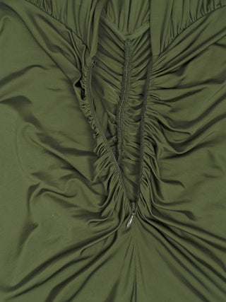 Maxikleid aus Jersey in Olive