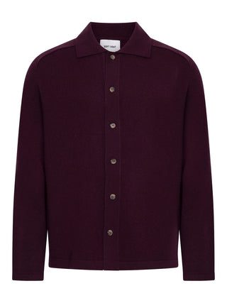 Shirt mit Knopfleiste aus Kaschmir in Bordeaux