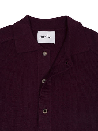 Shirt mit Knopfleiste aus Kaschmir in Bordeaux