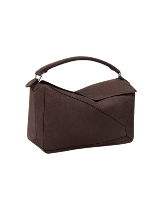 Large Puzzle Bag aus genarbtem Nubukleder