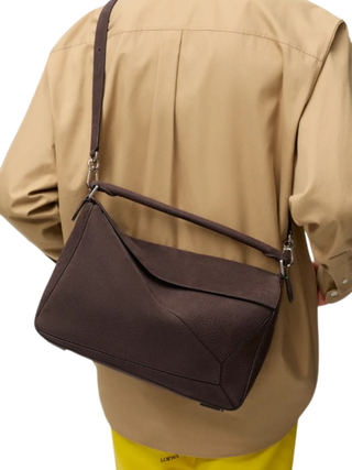Large Puzzle Bag aus genarbtem Nubukleder