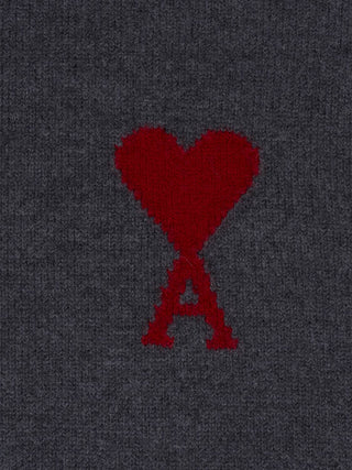 Pullover aus grauer Wolle mit Funnelkragen Heather Grey