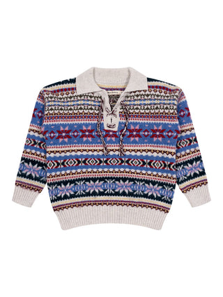 Caia Jacquard Strickpolo - Mehrfarbig