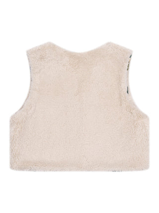 Sherpa-Fleeceweste mit Blumenmuster - Beige
