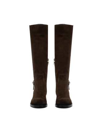 Dunkelbraune Stiefel aus Wildleder