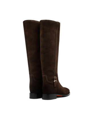 Dunkelbraune Stiefel aus Wildleder