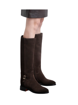 Dunkelbraune Stiefel aus Wildleder