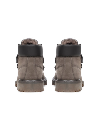 Lederstiefel mit Lammfellfutter Nabuk 1521 Iron - Braun