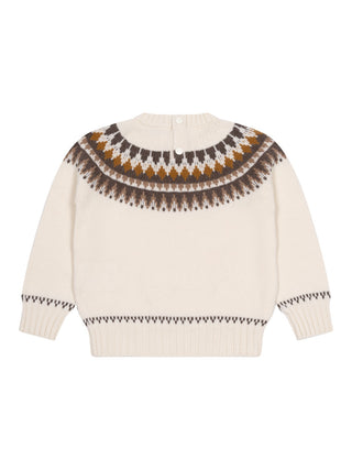 Pullover aus einer Woll-Kaschmir-Mischung mit Jacquardmuster - Beige