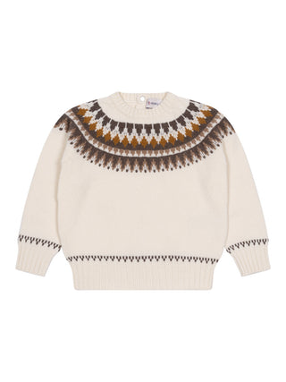 Pullover aus einer Woll-Kaschmir-Mischung mit Jacquardmuster - Beige
