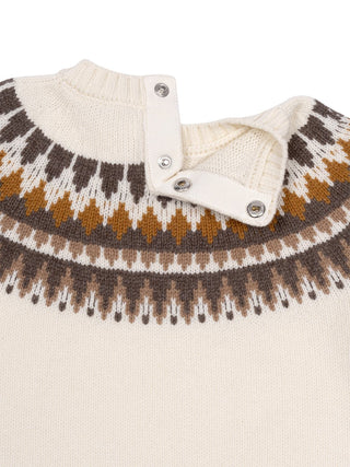 Pullover aus einer Woll-Kaschmir-Mischung mit Jacquardmuster - Beige