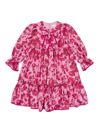Kleid mit fuchsiafarbenem Blumenmuster - Rosa/Rot