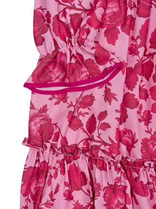 Kleid mit fuchsiafarbenem Blumenmuster - Rosa/Rot