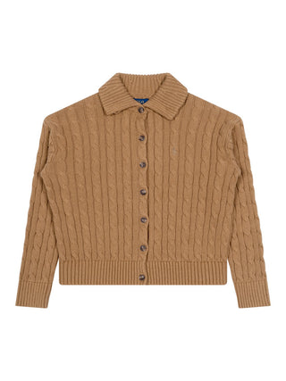 Cardigan mit Zopfmuster - Braun