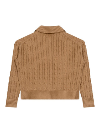 Cardigan mit Zopfmuster - Braun