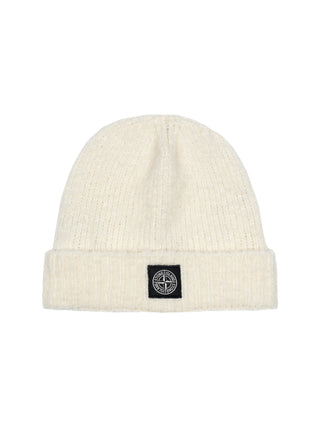 Strickbeanie mit Kompass-Logo - Weiß