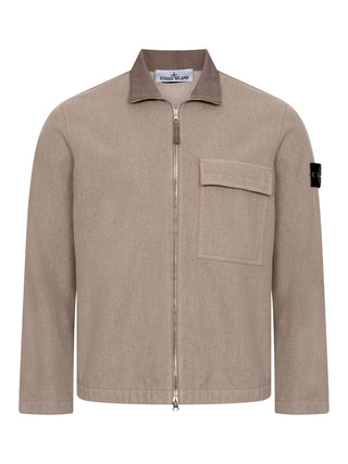 Comfort Fit Zip Up Overshirt Biscuit