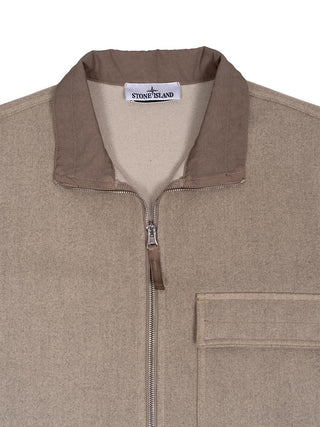 Comfort Fit Zip Up Overshirt Biscuit