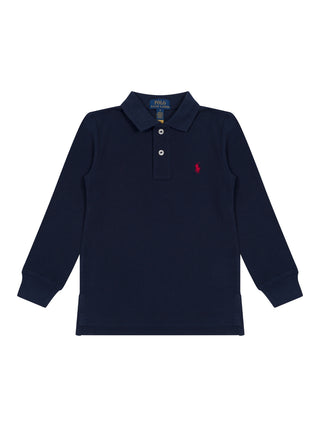 Langarm-Poloshirt - Navy
