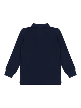 Langarm-Poloshirt - Navy