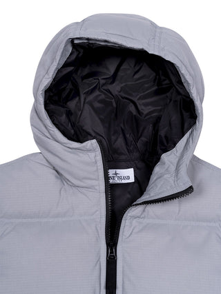 Kurzer Parka mit Daunen - Hellblau