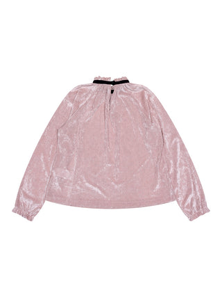 Partyshirt aus Chenille-Samt mit langen Ärmeln - Altrosa
