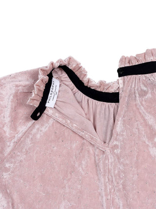 Partyshirt aus Chenille-Samt mit langen Ärmeln - Altrosa