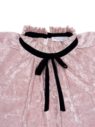 Partyshirt aus Chenille-Samt mit langen Ärmeln - Altrosa