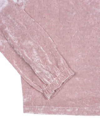 Partyshirt aus Chenille-Samt mit langen Ärmeln - Altrosa