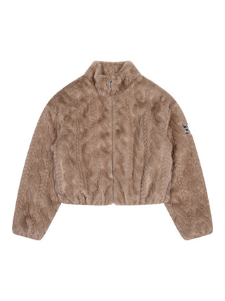 Bomber-Kunstpelzjacke - Hellbraun