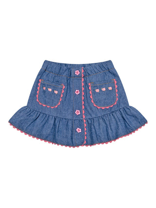 Monique Jeansrock, bestickt - Blau