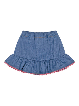 Monique Jeansrock, bestickt - Blau