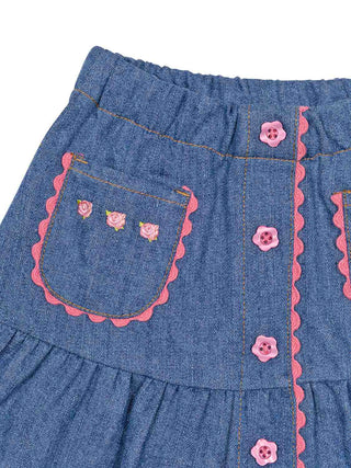 Monique Jeansrock, bestickt - Blau
