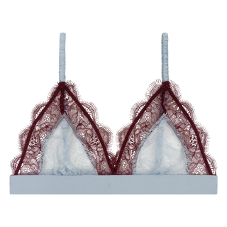 Love Lace  Bralette in Hellblau mit Bordeaux Spitze