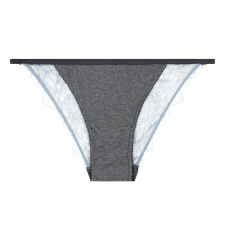 Wild Rose Slip in Grau mit hellblauer Spitze