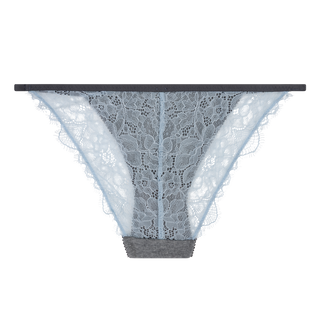 Wild Rose Slip in Grau mit hellblauer Spitze