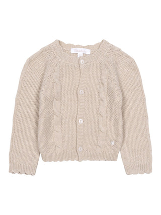 Strickjacke mit Zopfmuster - Beige