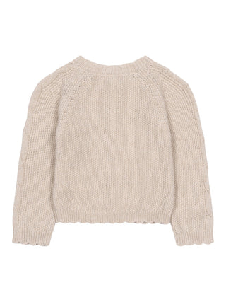 Strickjacke mit Zopfmuster - Beige