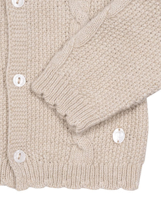 Strickjacke mit Zopfmuster - Beige