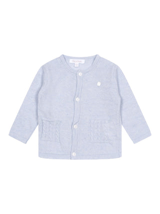 Strickjacke mit Zopfstrickdetails - Hellblau