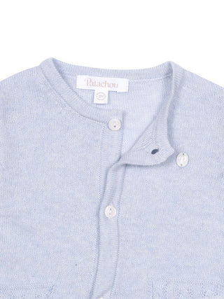 Strickjacke mit Zopfstrickdetails - Hellblau